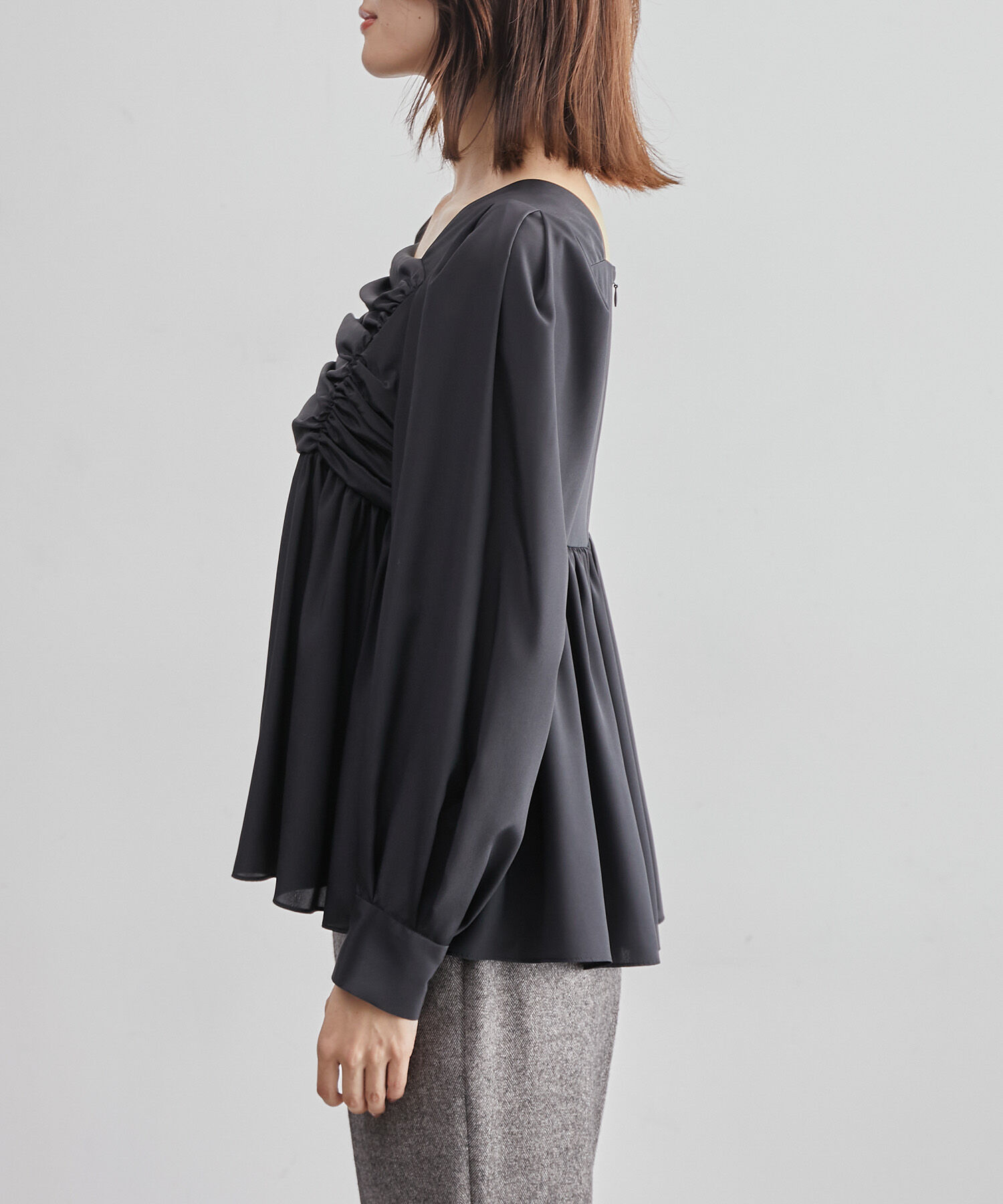 ROPE「スクエアネックペプラムブラウス」|シャツ・ブラウス|