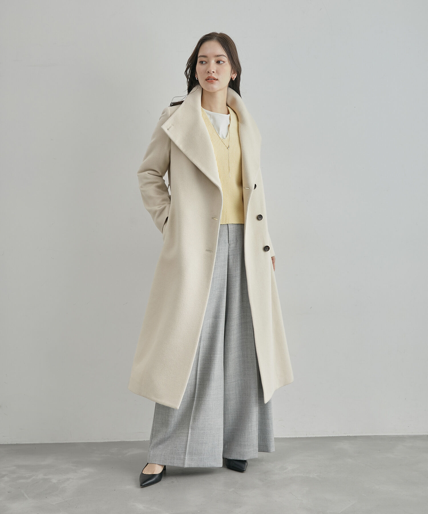 ROPE「2WAYプレミアムカシミヤロングコート」|チェスターコート|