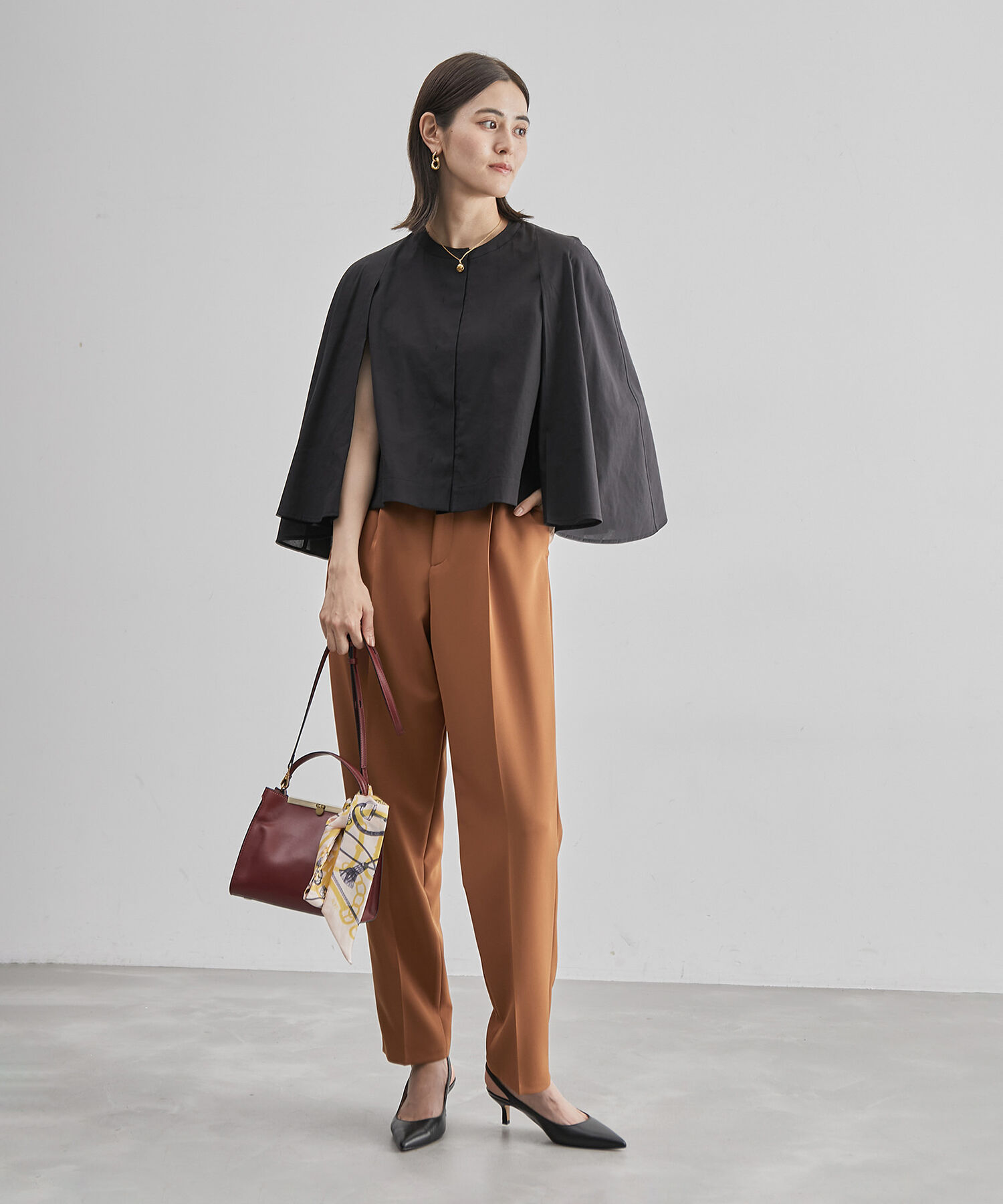 ROPE「シアーケープカーディブラウス」|シャツ・ブラウス|