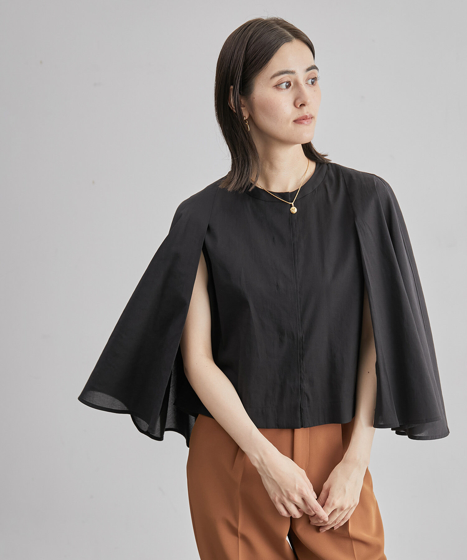 ROPE「シアーケープカーディブラウス」|シャツ・ブラウス|