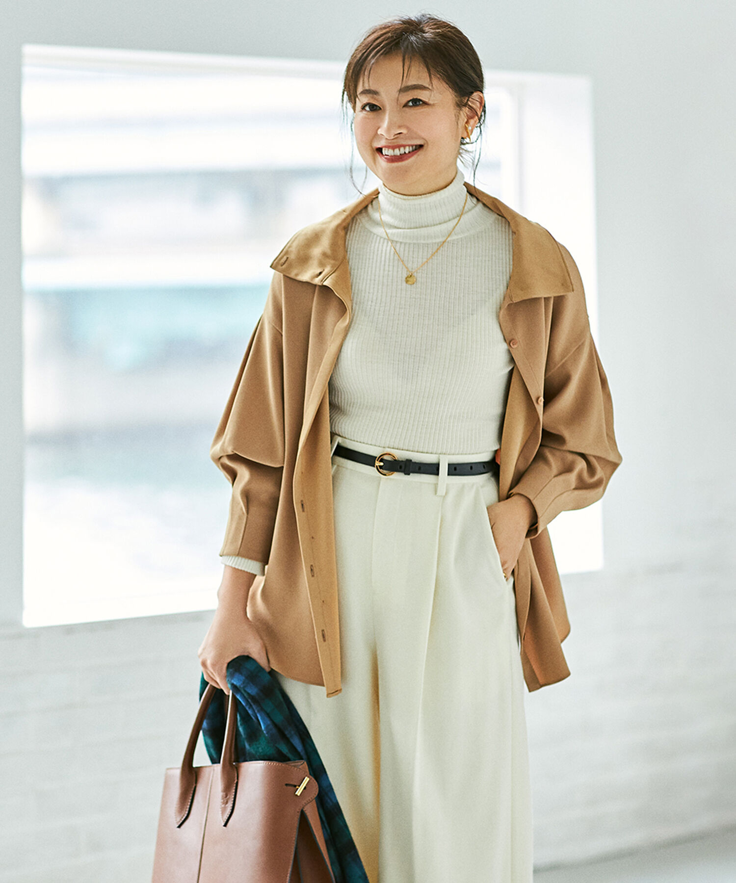 ROPE「2WAYジョーゼットブラウス【エディター三尋木奈保さんコラボ】」|シャツ・ブラウス|キャメル(25)