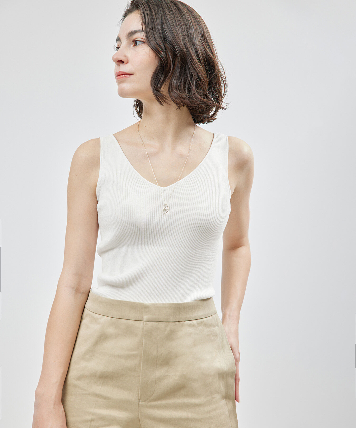 ROPE「【洗える】シルクプロテインニットタンクトップ【メディア掲載】」|タンクトップ|オフホワイト(15)