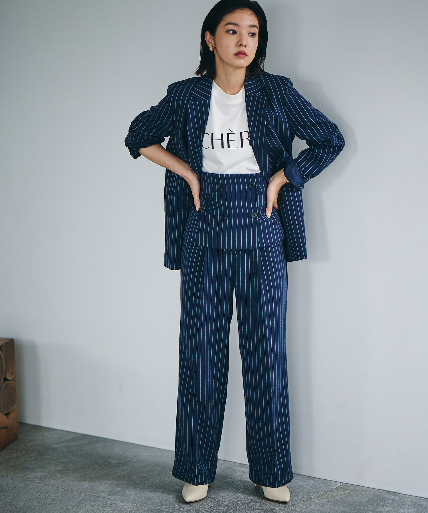 VIS「【Washable・EASY CARE】エコウールタッチワイドパンツ【sustainable】」|スラックス|