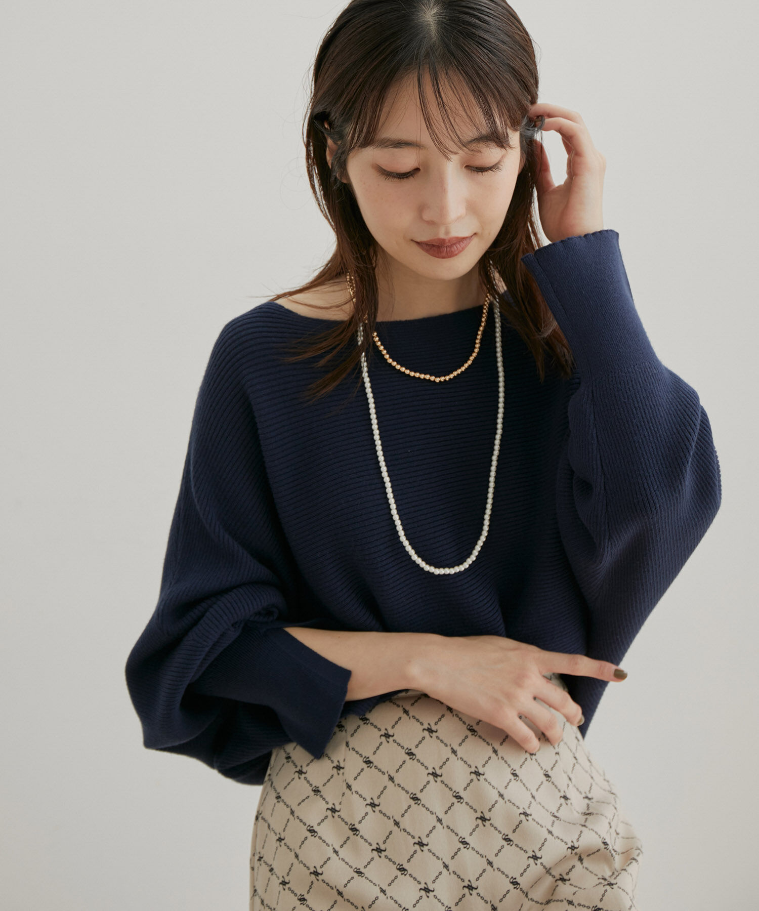 VIS「ハイゲージドルマンニットプルオーバー」|ニット・セーター|