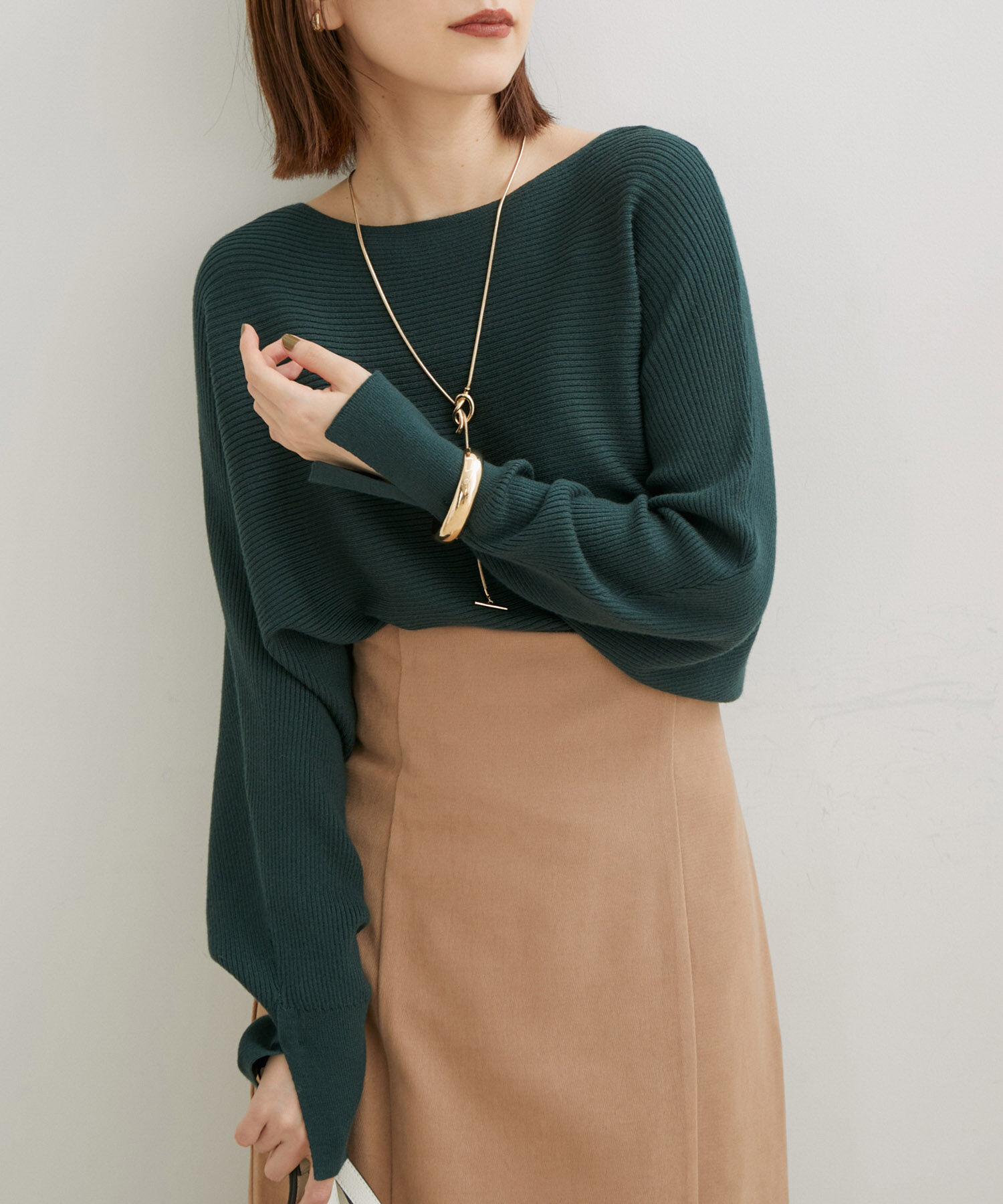 VIS「ハイゲージドルマンニットプルオーバー」|ニット・セーター|ダークグリーン(31)