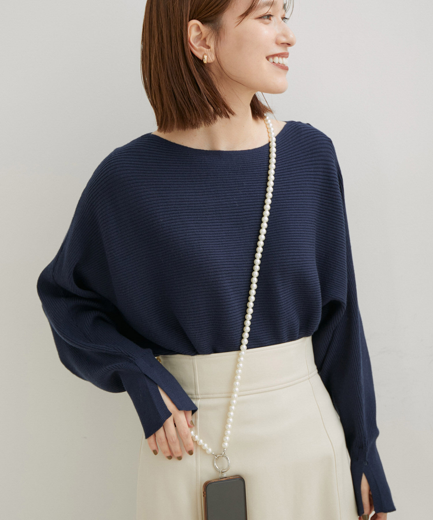 VIS「ハイゲージドルマンニットプルオーバー」|ニット・セーター|ネイビー(40)