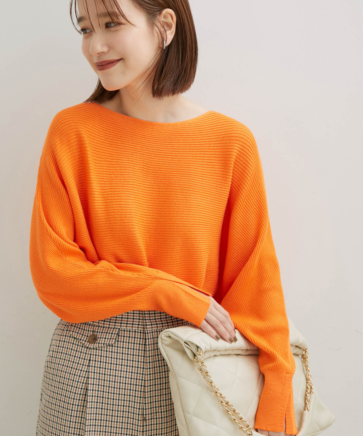 VIS「ハイゲージドルマンニットプルオーバー」|ニット・セーター|オレンジ(70)