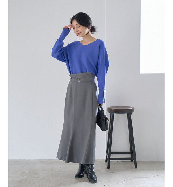 VIS「【防シワ】パウダリーツイルマーメイドスカート」|スカート|