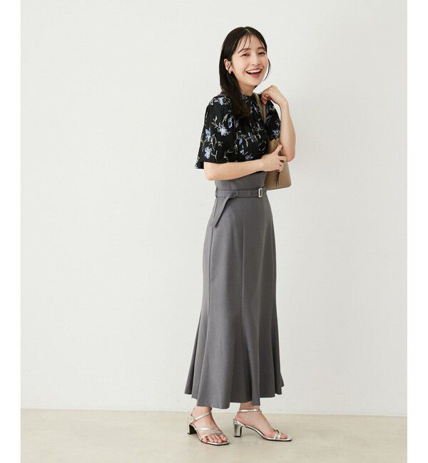 VIS「【防シワ】パウダリーツイルマーメイドスカート」|スカート|