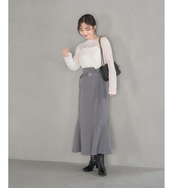 VIS「【防シワ】パウダリーツイルマーメイドスカート」|スカート|