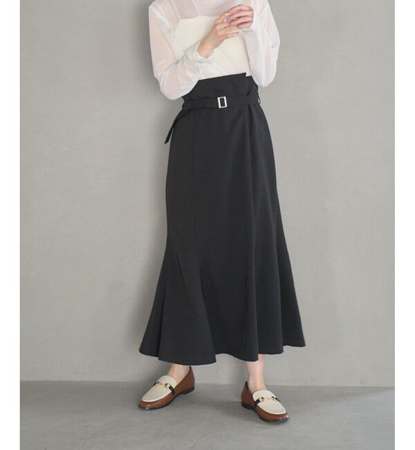 VIS「【防シワ】パウダリーツイルマーメイドスカート」|スカート|