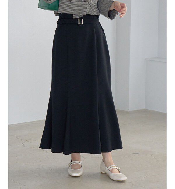 VIS「【防シワ】パウダリーツイルマーメイドスカート」|スカート|