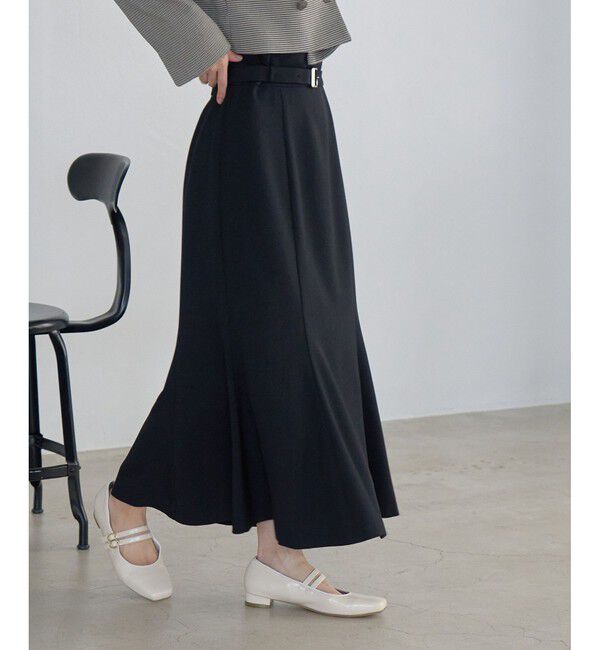 VIS「【防シワ】パウダリーツイルマーメイドスカート」|スカート|