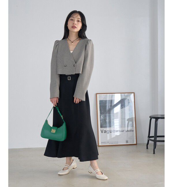 VIS「【防シワ】パウダリーツイルマーメイドスカート」|スカート|