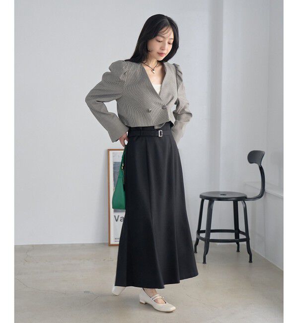 VIS「【防シワ】パウダリーツイルマーメイドスカート」|スカート|