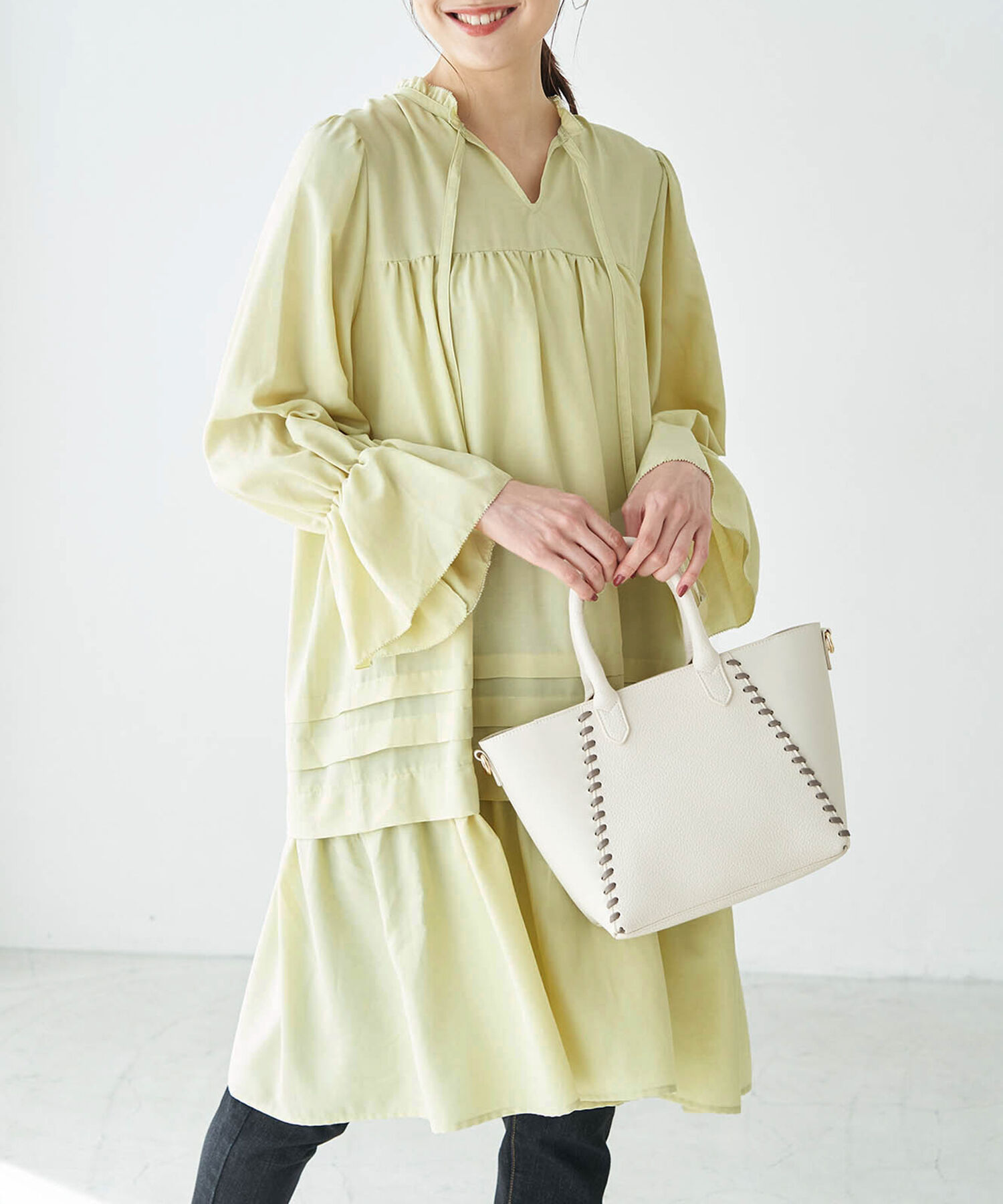 Rope&rsquo;Picnic「【2WAY】ティアードタックミニワンピース」|ワンピース|イエロー(80)