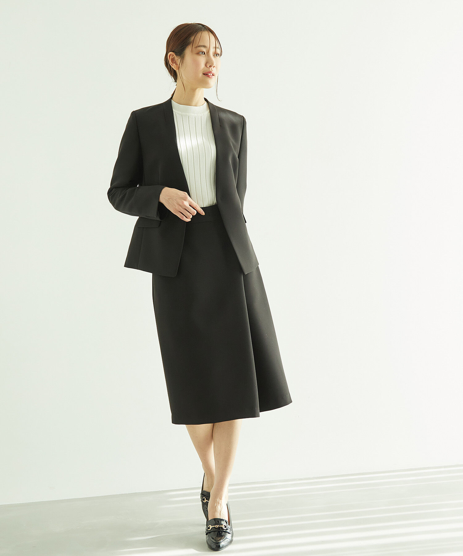 Rope&rsquo;Picnic「【360&deg;ウルトラストレッチ】セットアップ対応/ノーラペルジャケット【一部店舗限定34-42サイズ】」|ノーカラージャケット|