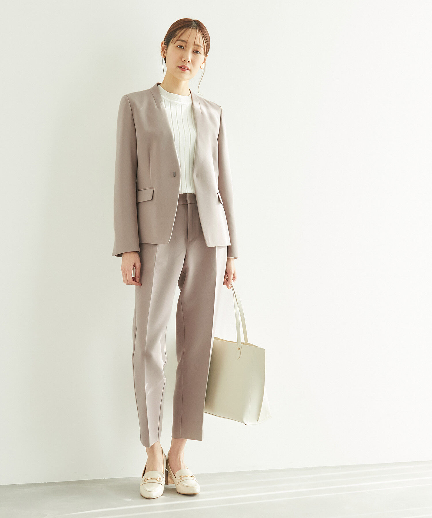 Rope&rsquo;Picnic「【360&deg;ウルトラストレッチ】セットアップ対応/ノーラペルジャケット【一部店舗限定34-42サイズ】」|ノーカラージャケット|