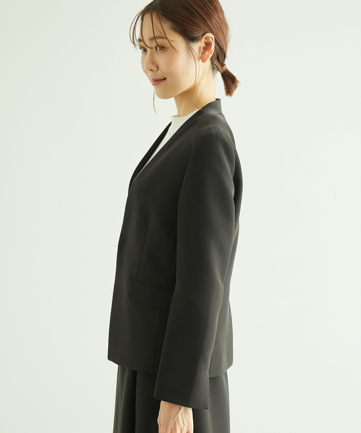 Rope&rsquo;Picnic「【360&deg;ウルトラストレッチ】セットアップ対応/ノーラペルジャケット【一部店舗限定34-42サイズ】」|ノーカラージャケット|