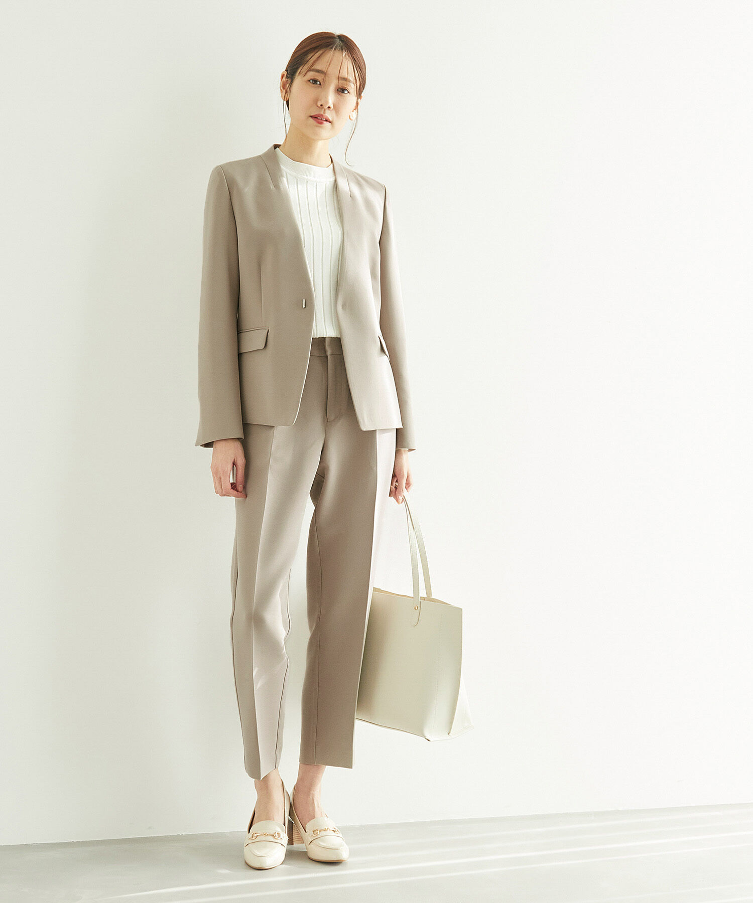 Rope&rsquo;Picnic「【360&deg;ウルトラストレッチ】セットアップ対応/ノーラペルジャケット【一部店舗限定34-42サイズ】」|ノーカラージャケット|