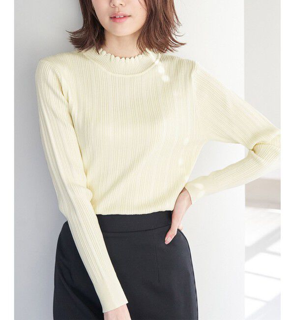 Rope&rsquo;Picnic「洗濯機OK/スカラネックリブニットプルオーバー」|ニット・セーター|生成メイン