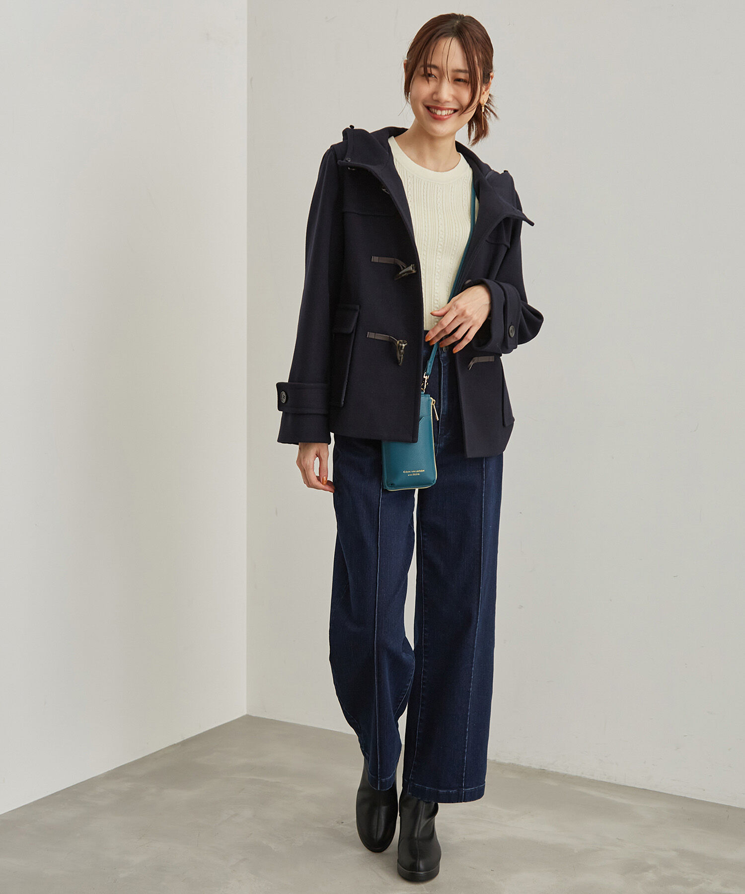 Rope&rsquo;Picnic「【ドラマ着用】リンクコーデ/ジャージメルトンファー付きダッフルコート」|ダッフルコート|