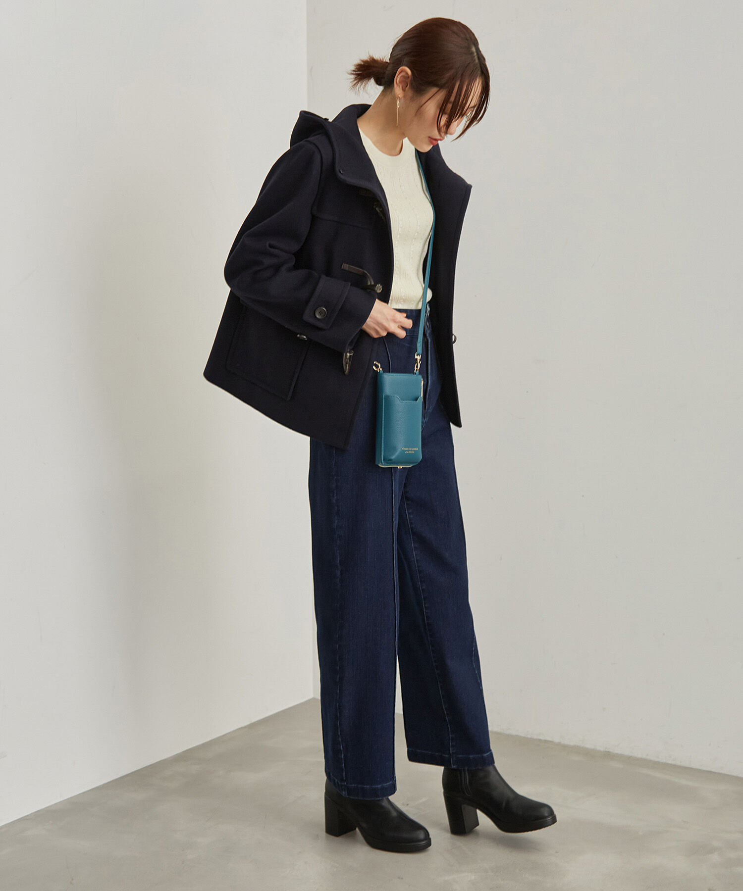 Rope&rsquo;Picnic「【ドラマ着用】リンクコーデ/ジャージメルトンファー付きダッフルコート」|ダッフルコート|