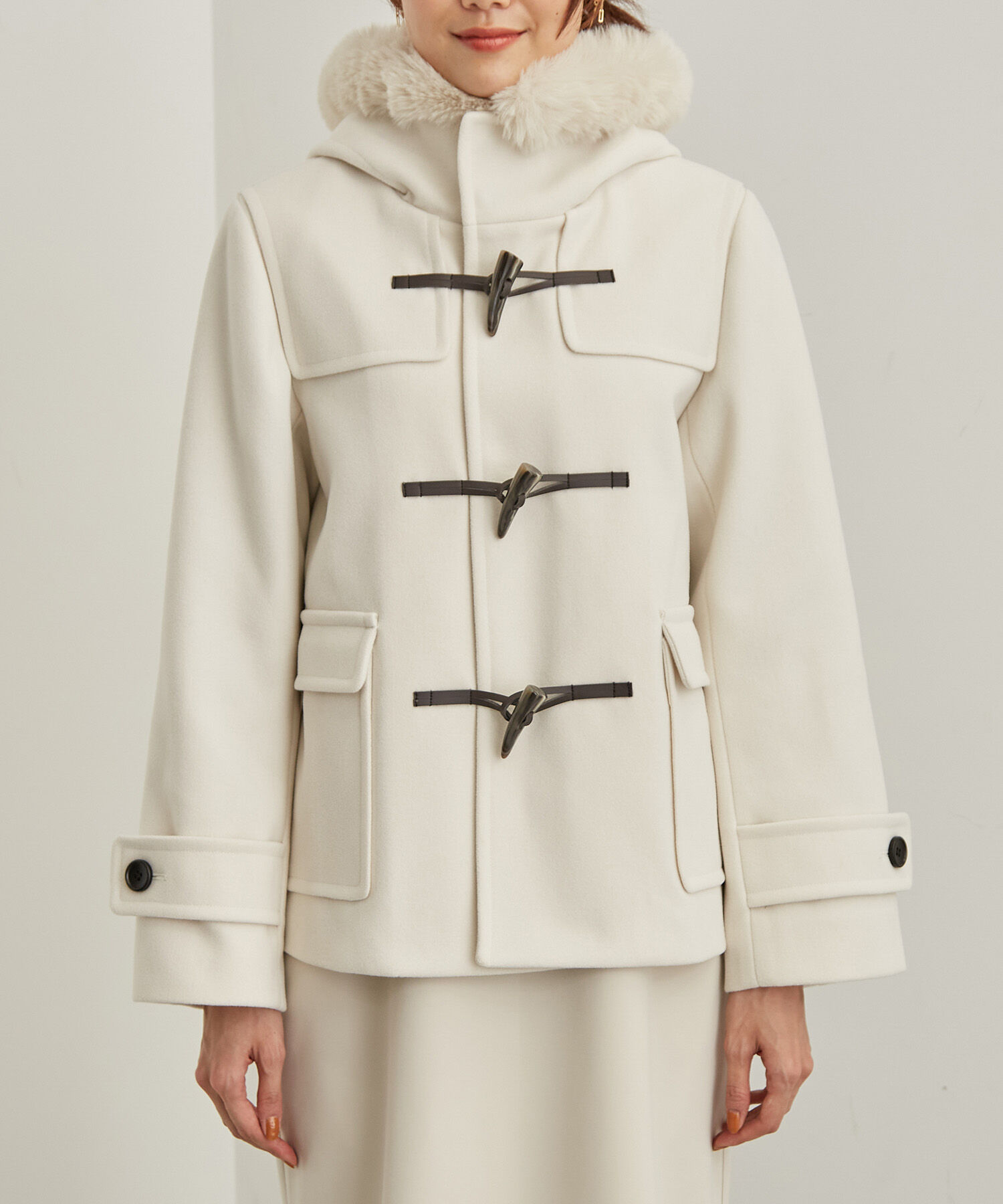 Rope&rsquo;Picnic「【ドラマ着用】リンクコーデ/ジャージメルトンファー付きダッフルコート」|ダッフルコート|