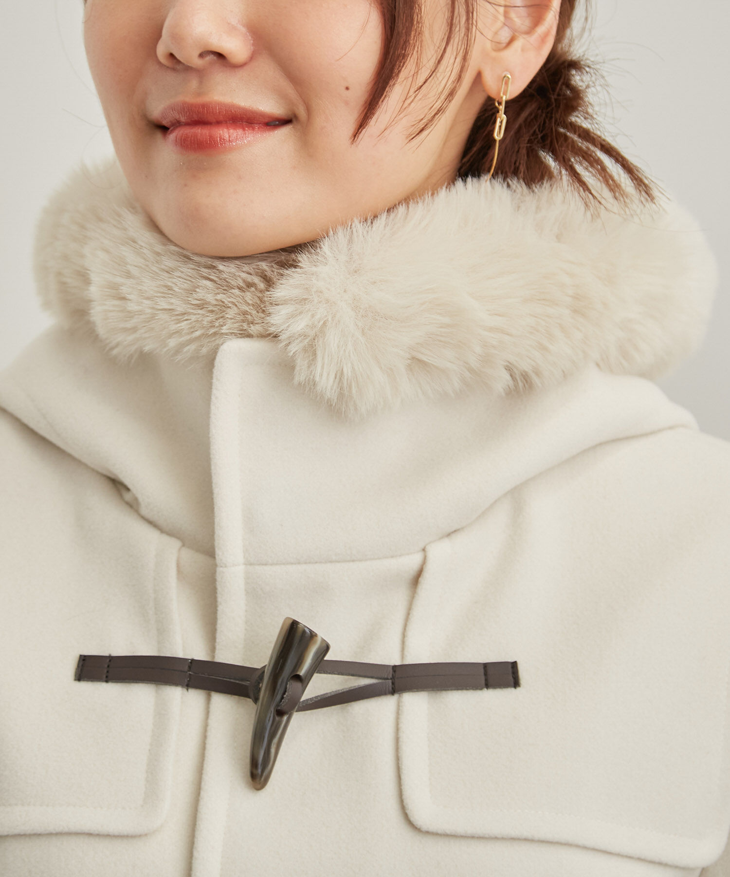 Rope&rsquo;Picnic「【ドラマ着用】リンクコーデ/ジャージメルトンファー付きダッフルコート」|ダッフルコート|