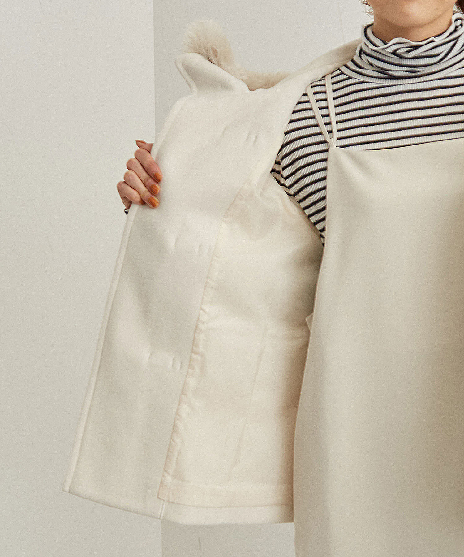 Rope&rsquo;Picnic「【ドラマ着用】リンクコーデ/ジャージメルトンファー付きダッフルコート」|ダッフルコート|