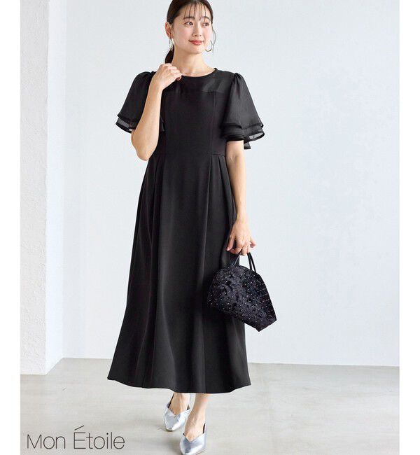 Rope&rsquo;Picnic「【Mon E&rsquo;toile/モンエトワール】フレア袖ビスチェデザインワンピース」|ドレス|ブラック(01)