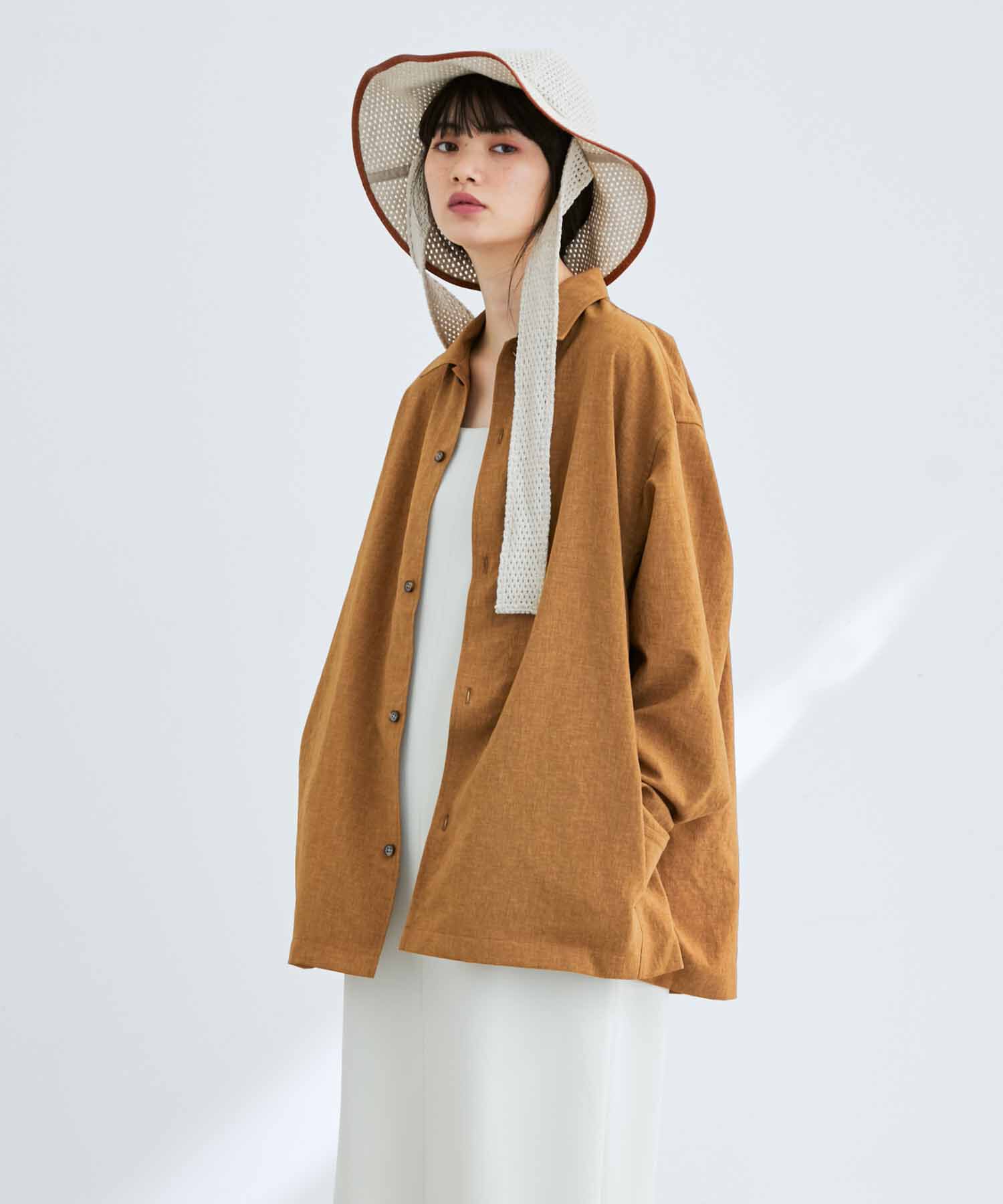 ADAM ET ROPE'「【RIRANCHA/リランチェ】ワイドシルエット シャツジャケット / 速乾 / 冷感 / イージーケア / ユニセックス」|ブルゾン・スタジャン|キャメル系(26)