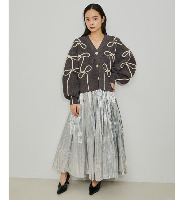 ADAM ET ROPE'「【サステナブル・洗える】ラインニットカーディガン」|カーディガン|