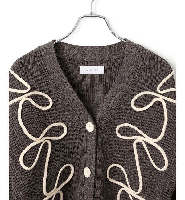 ADAM ET ROPE'「【サステナブル・洗える】ラインニットカーディガン」|カーディガン|