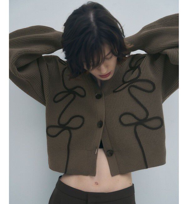 ADAM ET ROPE'「【サステナブル・洗える】ラインニットカーディガン」|カーディガン|