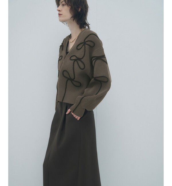 ADAM ET ROPE'「【サステナブル・洗える】ラインニットカーディガン」|カーディガン|