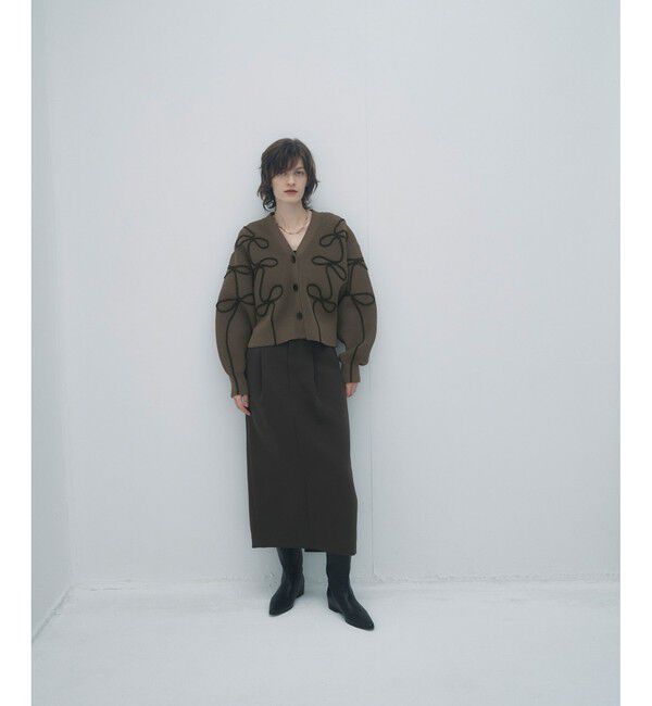 ADAM ET ROPE'「【サステナブル・洗える】ラインニットカーディガン」|カーディガン|