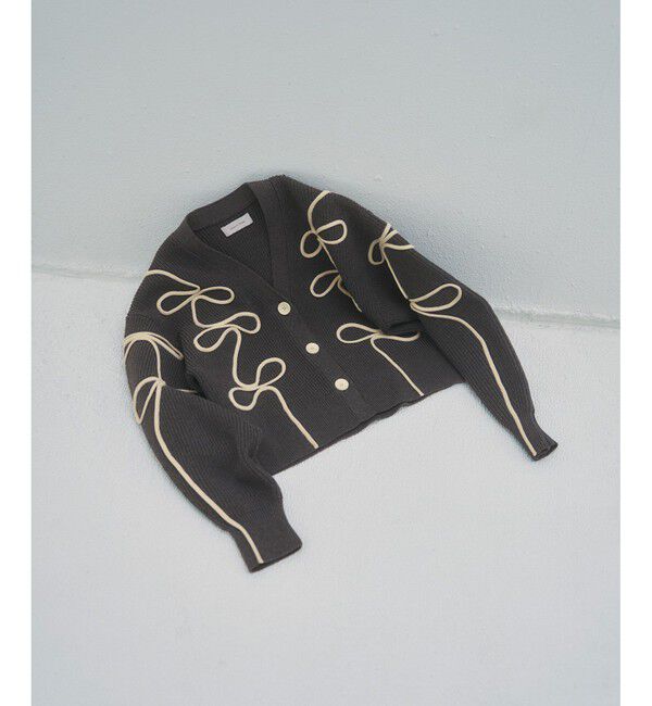 ADAM ET ROPE'「【サステナブル・洗える】ラインニットカーディガン」|カーディガン|