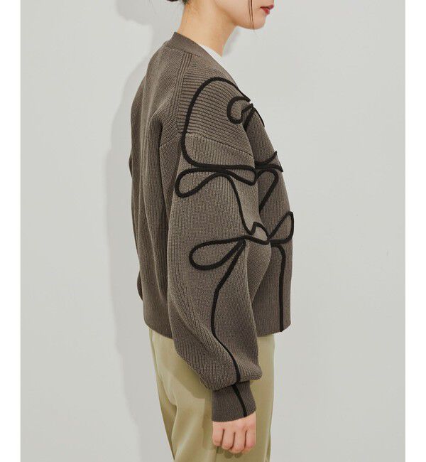 ADAM ET ROPE'「【サステナブル・洗える】ラインニットカーディガン」|カーディガン|