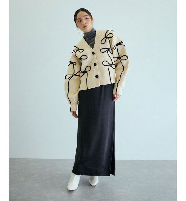 ADAM ET ROPE'「【サステナブル・洗える】ラインニットカーディガン」|カーディガン|