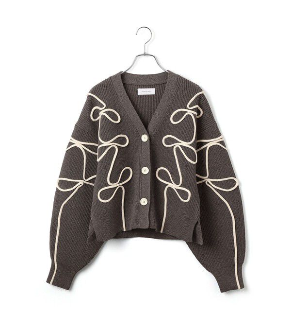 ADAM ET ROPE'「【サステナブル・洗える】ラインニットカーディガン」|カーディガン|