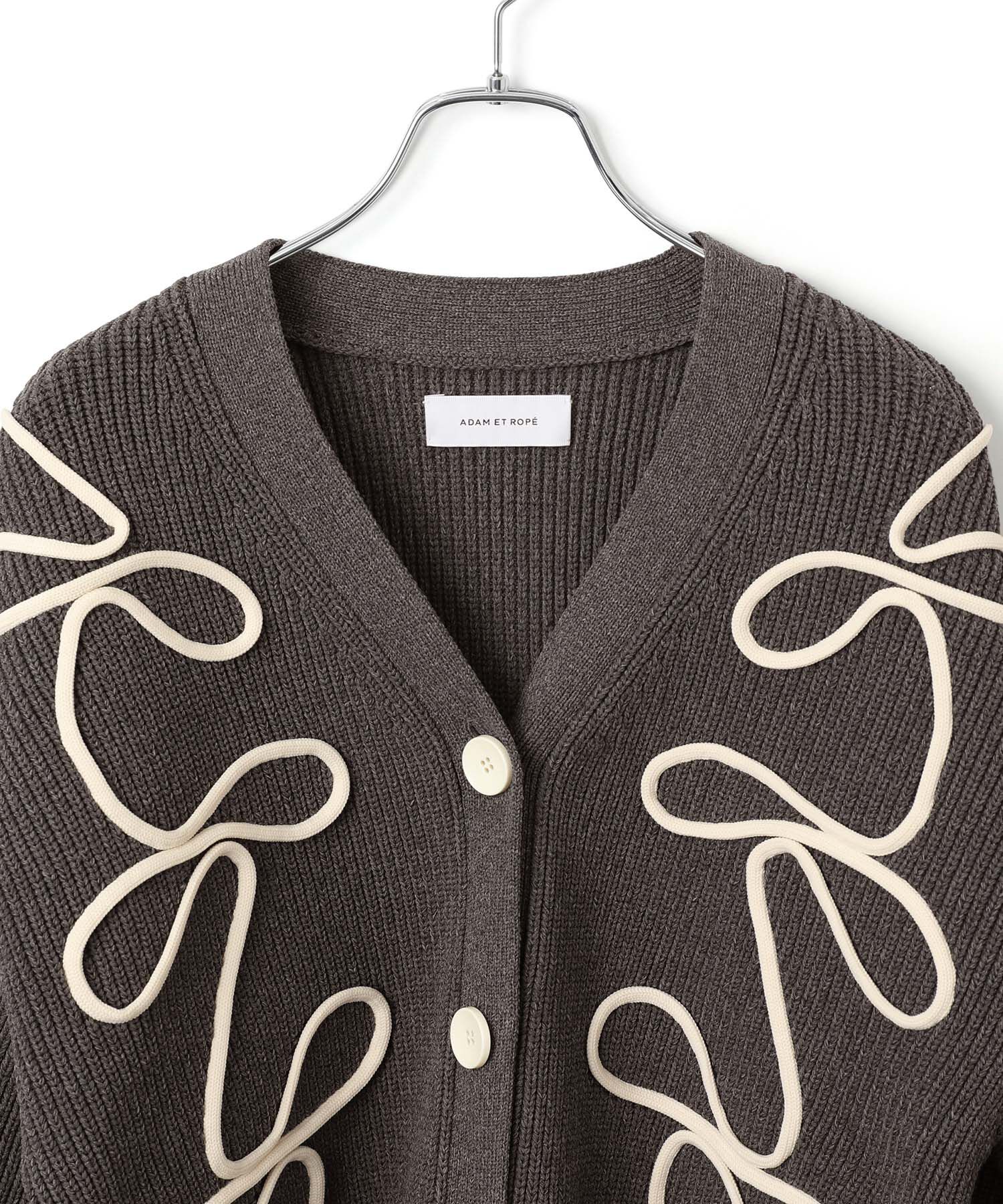 ADAM ET ROPE'「【サステナブル・洗える】ラインニットカーディガン」|カーディガン|