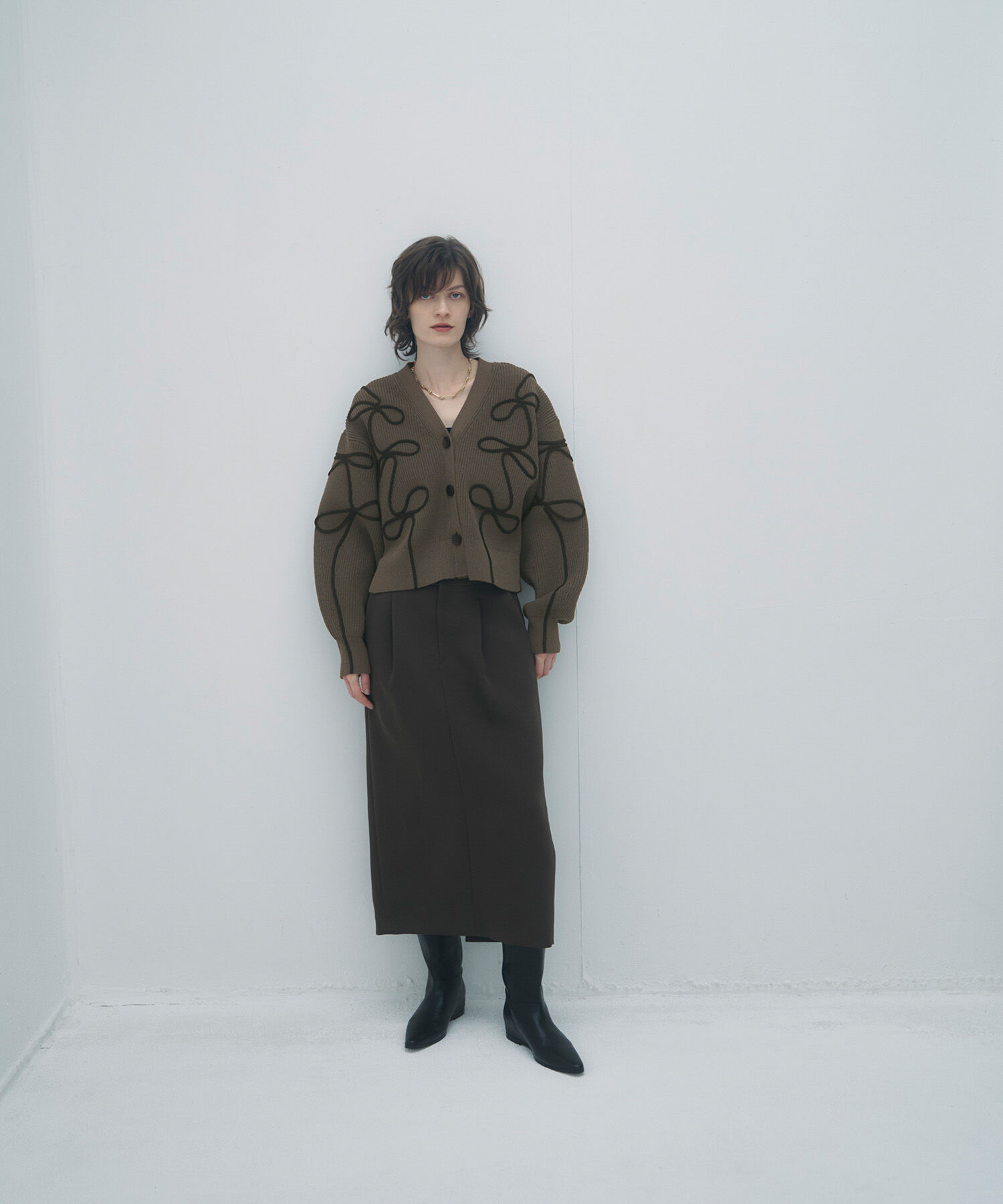 ADAM ET ROPE'「【サステナブル・洗える】ラインニットカーディガン」|カーディガン|