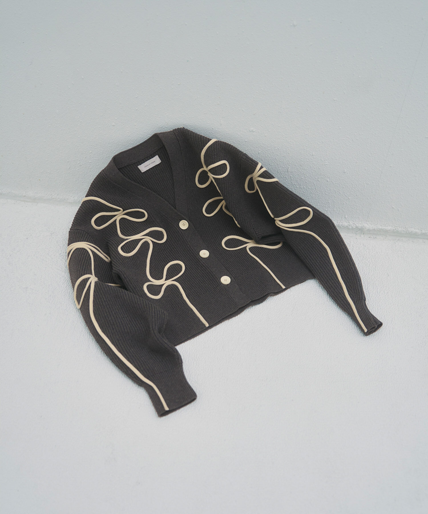 ADAM ET ROPE'「【サステナブル・洗える】ラインニットカーディガン」|カーディガン|