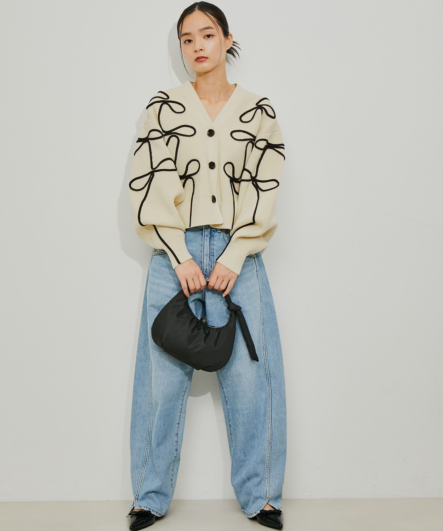 ADAM ET ROPE'「【サステナブル・洗える】ラインニットカーディガン」|カーディガン|