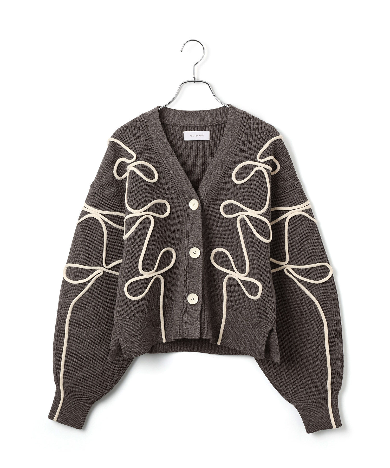 ADAM ET ROPE'「【サステナブル・洗える】ラインニットカーディガン」|カーディガン|