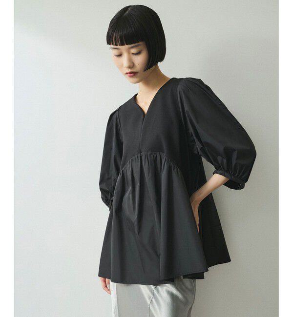 ADAM ET ROPE'「【WEB限定】・【オケージョン】ハートネックパフスリーブオケージョンブラウス」|シャツ・ブラウス|クロメイン
