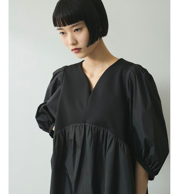 ADAM ET ROPE'「【WEB限定】・【オケージョン】ハートネックパフスリーブオケージョンブラウス」|シャツ・ブラウス|