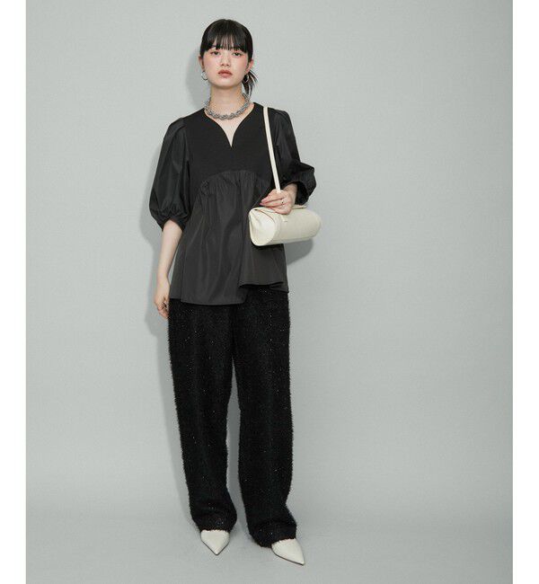 ADAM ET ROPE'「【WEB限定】・【オケージョン】ハートネックパフスリーブオケージョンブラウス」|シャツ・ブラウス|