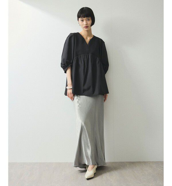 ADAM ET ROPE'「【WEB限定】・【オケージョン】ハートネックパフスリーブオケージョンブラウス」|シャツ・ブラウス|